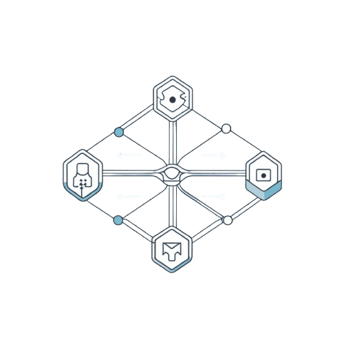 Diagram of interconnected nodes with arrows on a green background