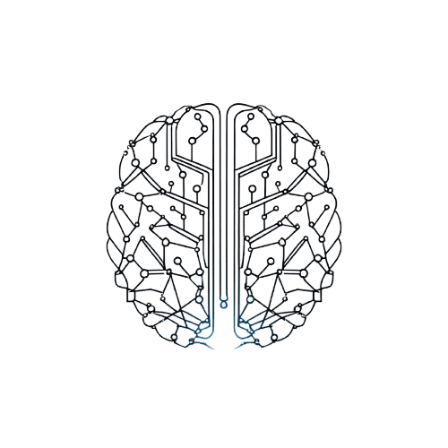Illustration of a brain with circuit board design on a green background