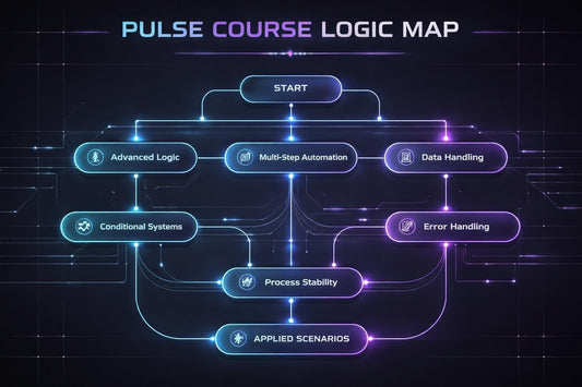 Pulse Course Logic Map with various components on a dark background