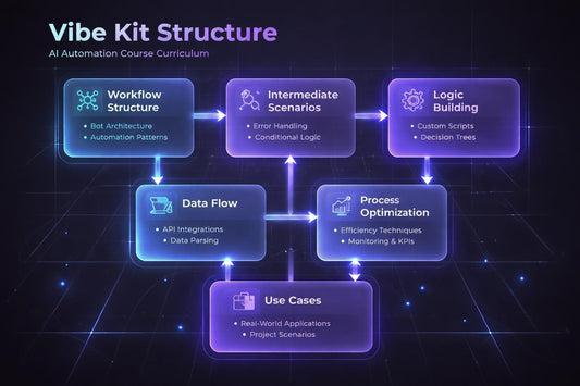 Vibe Kit Structure diagram for AI Automation Course Curriculum on a dark background